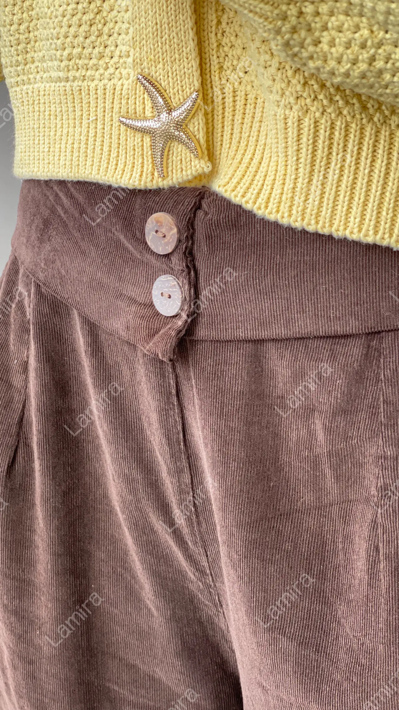 شلوار مخمل کبریتی پاییزه ایتالیایی مدل دو دکمه چوبی